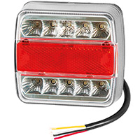 Světlo zadní 3-komorové - brzdové, obrysové, směrové, osvětlení SPZ, LED, 12V
