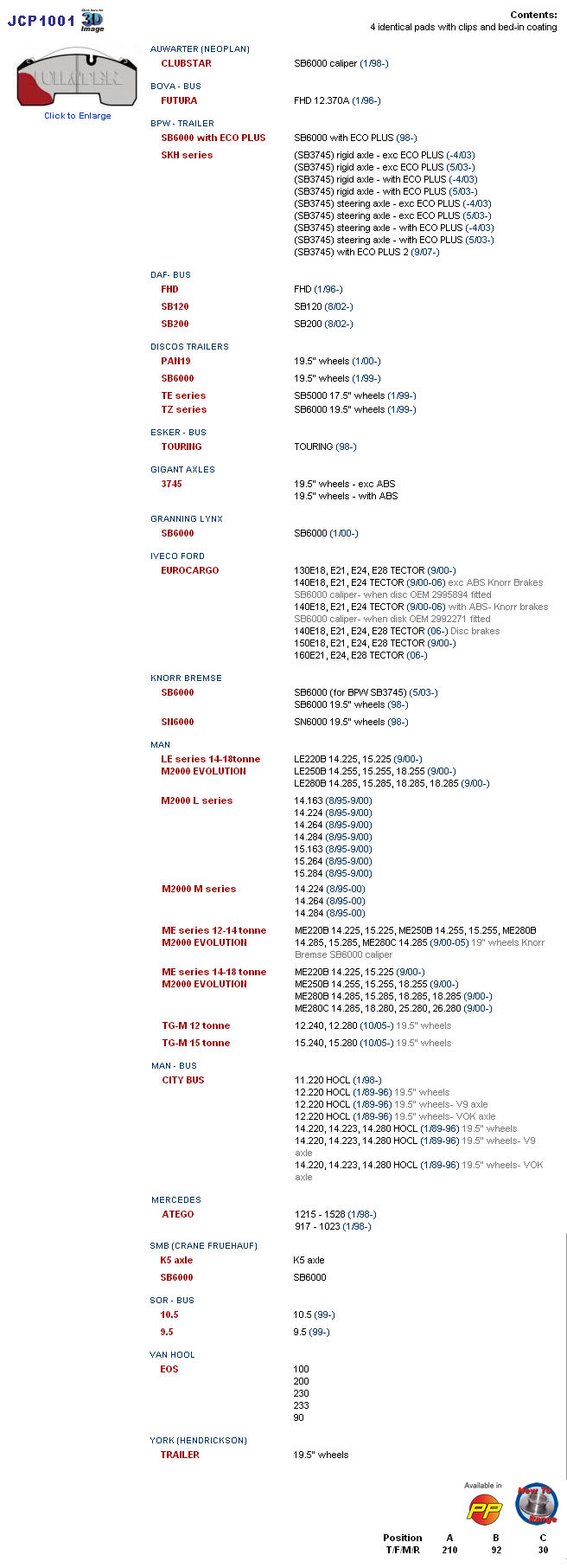 Brzd. desky JURATEC 29165, universal (altern.=611.0)